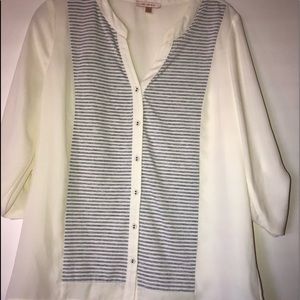 Skies are blue brand mock collar shirt